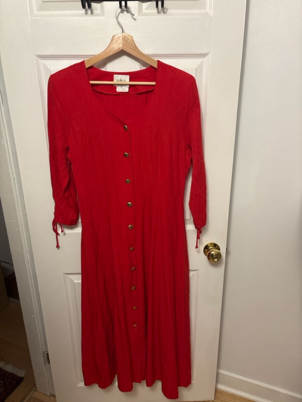 Jessica Red Button-Front Corset-Back Dress